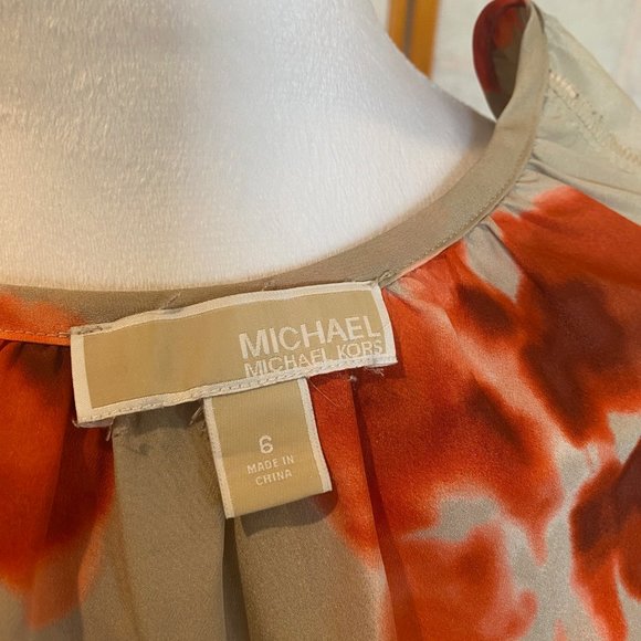 MICHAEL Michael Kors Floral Blouse - Elastic Tied Waist - Size 6 - Picture 8 of 11